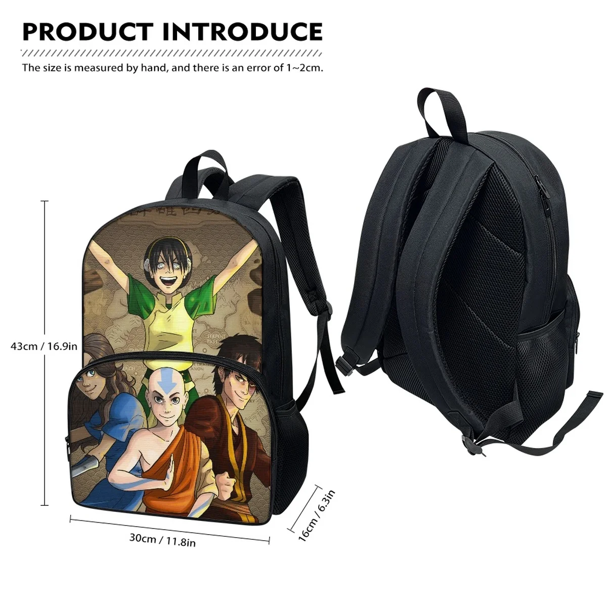 FORUDESIGNS Avatar The Last Airbender Backpacks Leisure Student's School Bags Light College Style Bookbags Boys Packsack