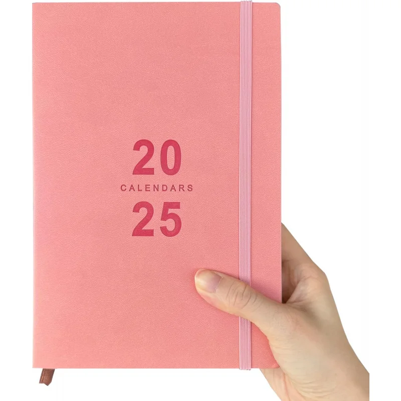 Faux Planner - Daily Hourly Agenda 2025, 8.5x5.8, Pink