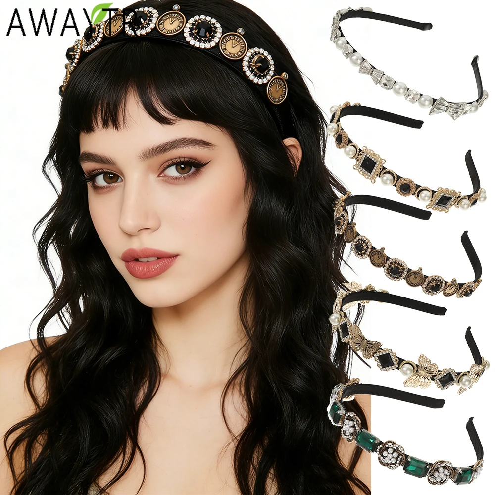 

AWAYTR Elegant Agate Gemstone Headbands Fashion Alloy Thin Headband Plastic Hair Accessories For Women Trends