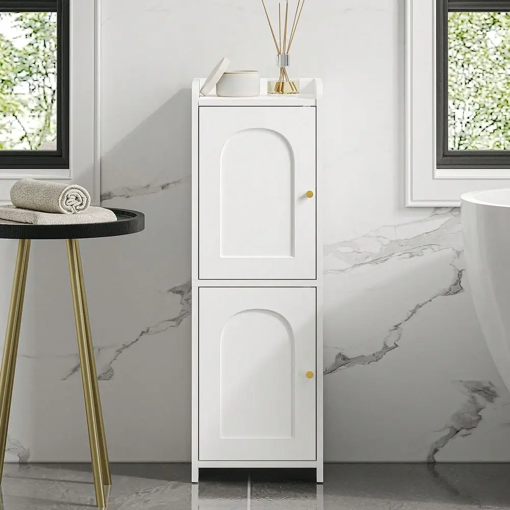 

Bathroom Storage Cabinet, Corner Floor Cabinet With 2 Doors And Adjustable Shelf, Narrow Toilet Paper Cabinet, Bathroom Organiz