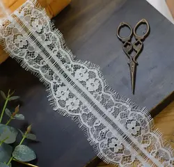 3meters eyelash lace ribbon Embroidery wedding women's lace trims wide 8.5cmWhite/Black nylon crochet african lace fabric