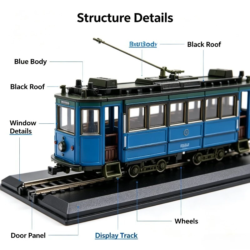 1:87 European Classic Tram Model, Simulated Static Collectible Ornament