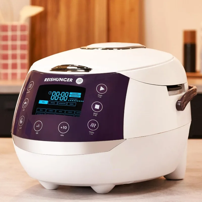 Reishunger Digital Rice Cooker and Steamer,White,Timer-8 Cups-Premium Inner Pot,Multi Cooker with 12 Programs&7-Phase Technology