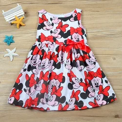 Summer Cartoon Baby Girl Dresses Minnie Mouse Dot Short Sleeve Girl Clothes Birthday Party Princess Dress Cotton Toddler Clothes