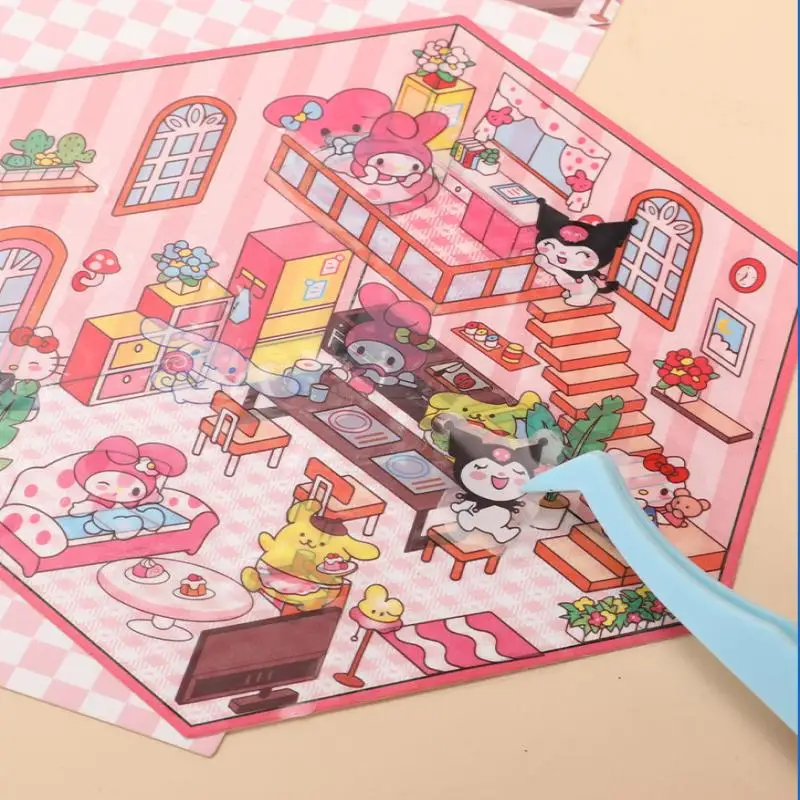 Sanrio Landscape PET Sticker House 3D Three-dimensionality Repeatable Small and Exquisite Diy Creative Children's Stickers