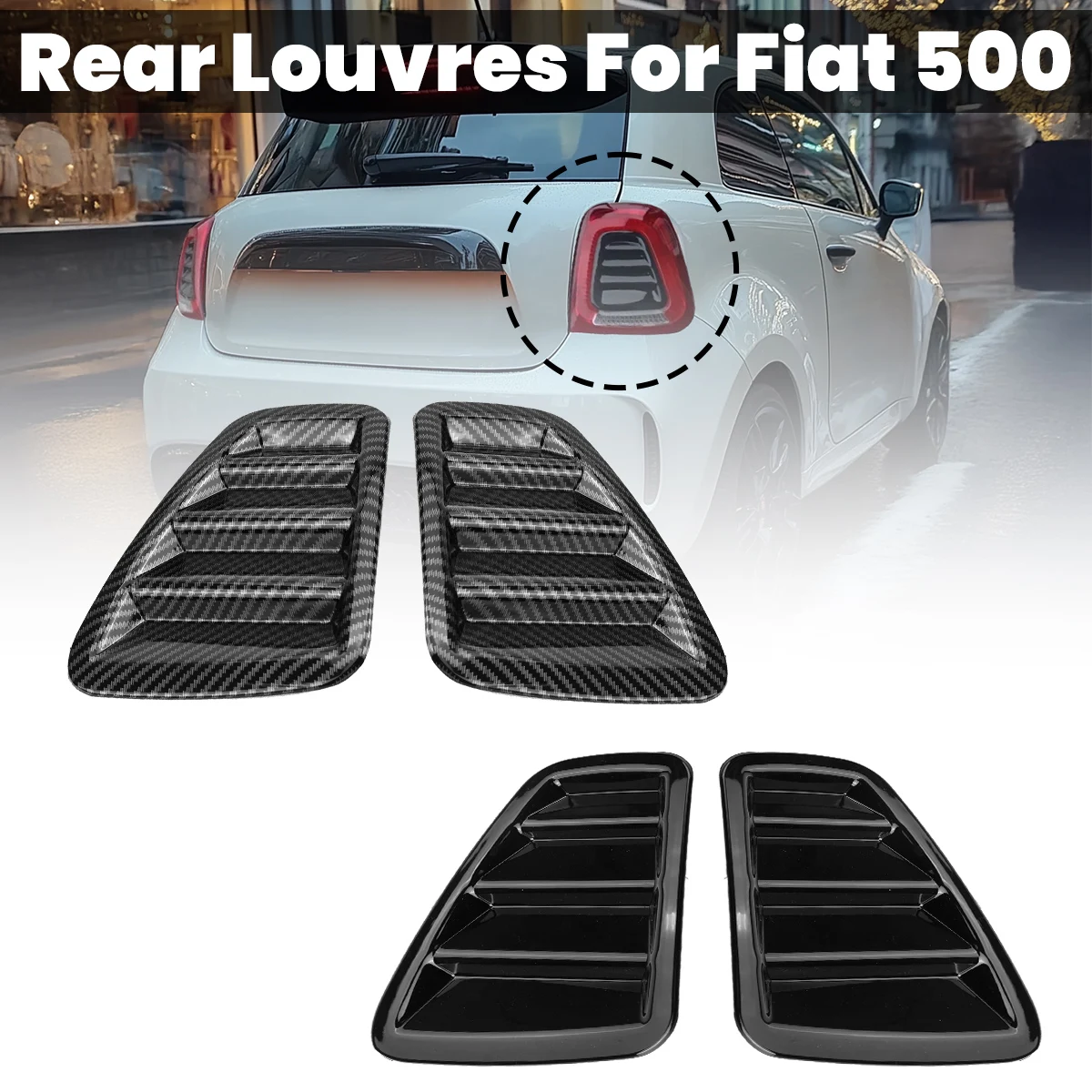 

2X Rear Tail Light Cover Decorative Sticker For Fiat 500 Abarth 595 2016-2024 ABS Carbon Fiber/Black Car Exterior Accessories