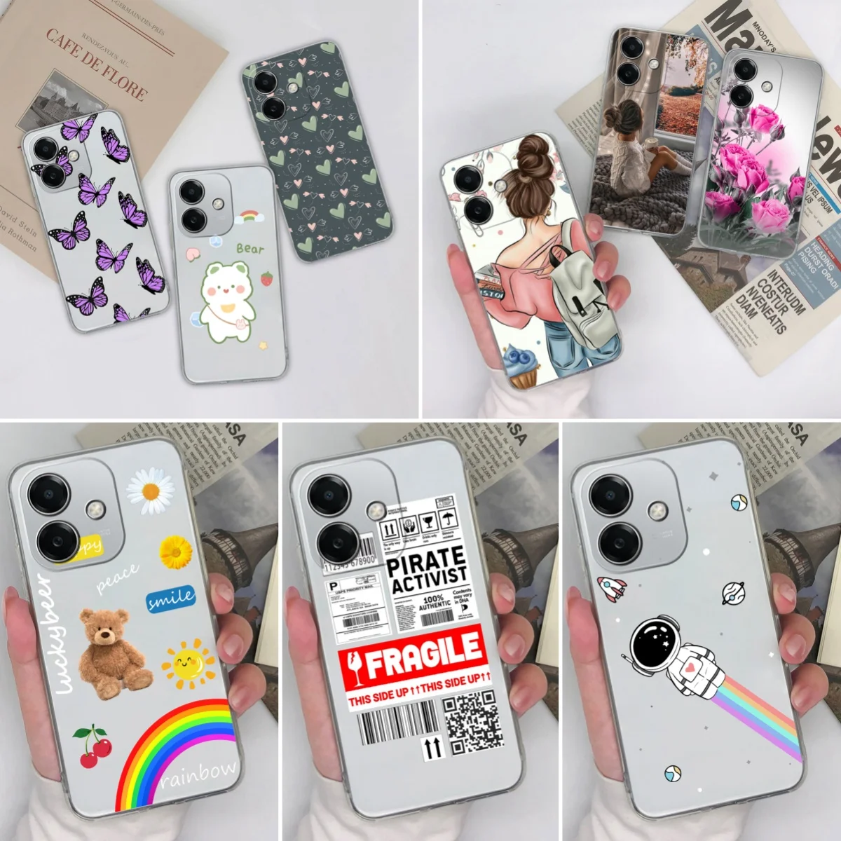 For OPPO A3X 5G Phone Cases Cute Bear Cartoon Pattern Back Covers Clear Soft TPU Silicone Shockproof For OPPO A3 X Fundas Coque