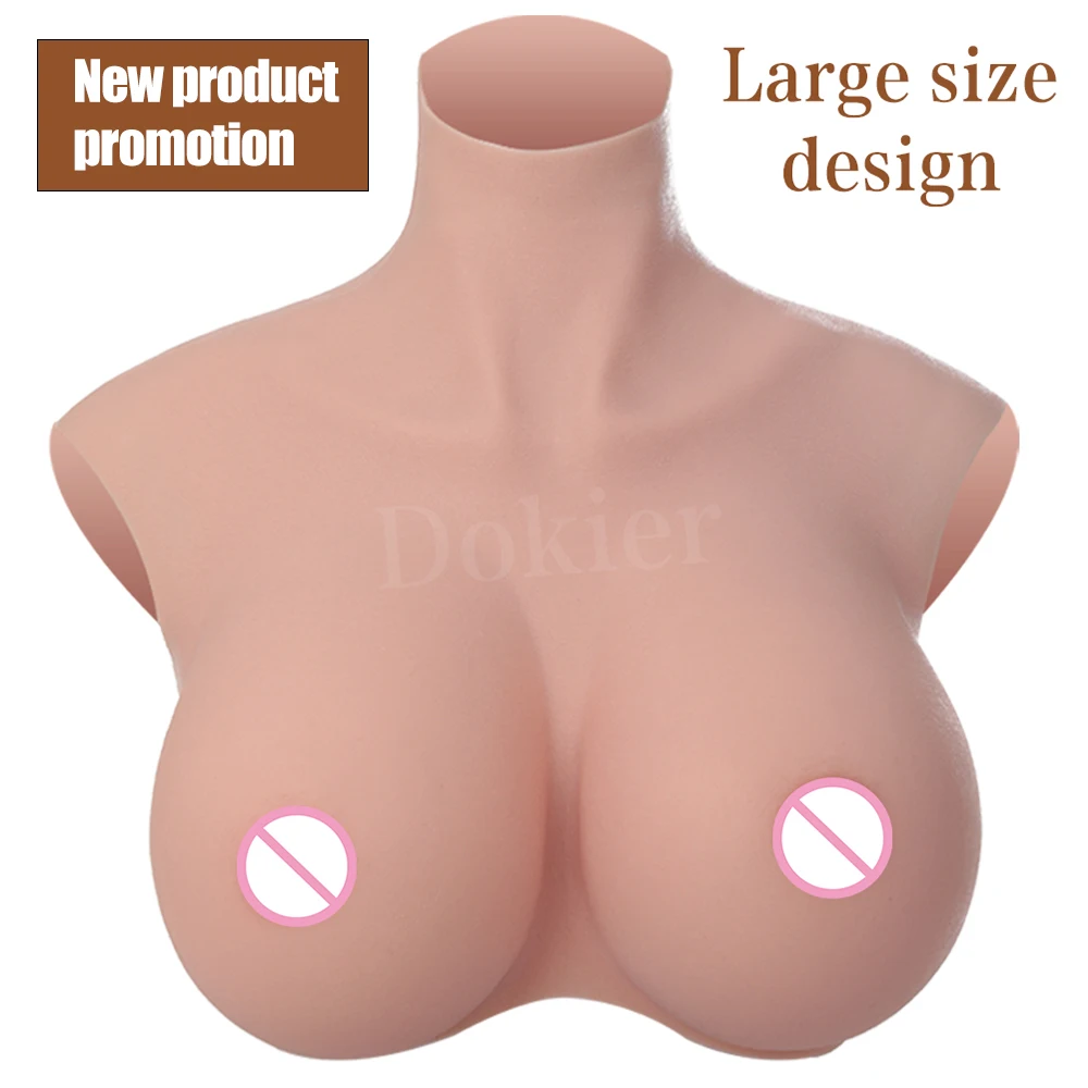 Dokier-Faux Seins Surdimensionnés en Silicone, Formes Réalistes, Plaques de Poitrine, Col Rond