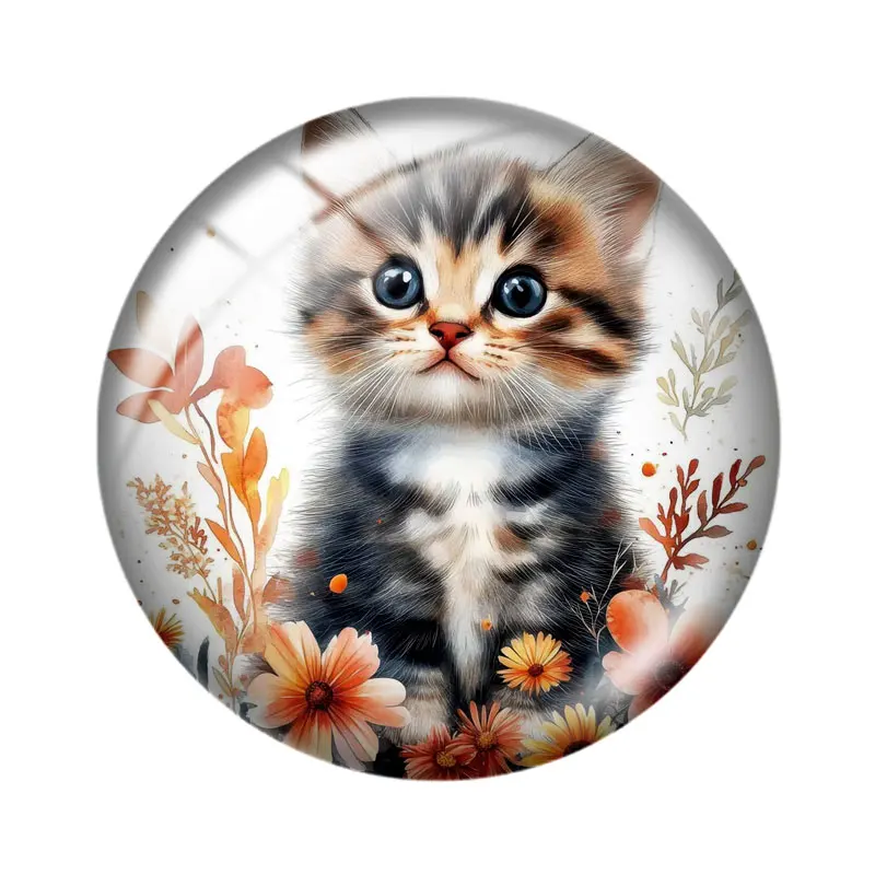 الأزهار القط كليبست 10p 12 مللي متر/18 مللي متر/20 مللي متر/25 مللي متر صورة مستديرة الزجاج كابوشون ظهر مسطح صنع النتائج مجوهرات #5