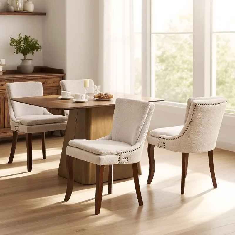 

Современные обеденные стулья, набор из 4 двухслойных мягких стульев из синели с обивкой из акцентной боковой обивкой и средней B