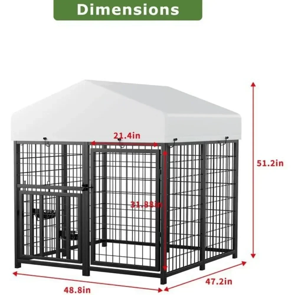 Canil grande para cães, canetas para animais de estimação ao ar livre, gabinete para corrida de cães, gaiola de metal, cerca de galinheiro com tigela rotativa, frete grátis, casa