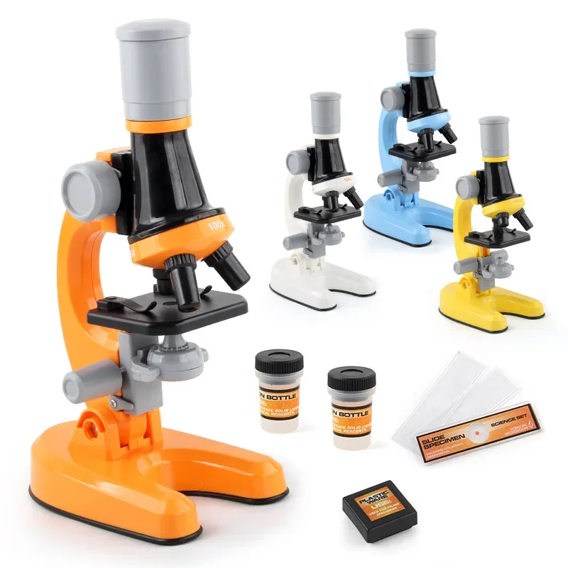 Children Biological Microscope Microscope Kit Lab LED 100X-400X-1200X Home School Science Educational Toy Gift for Kids Child 's