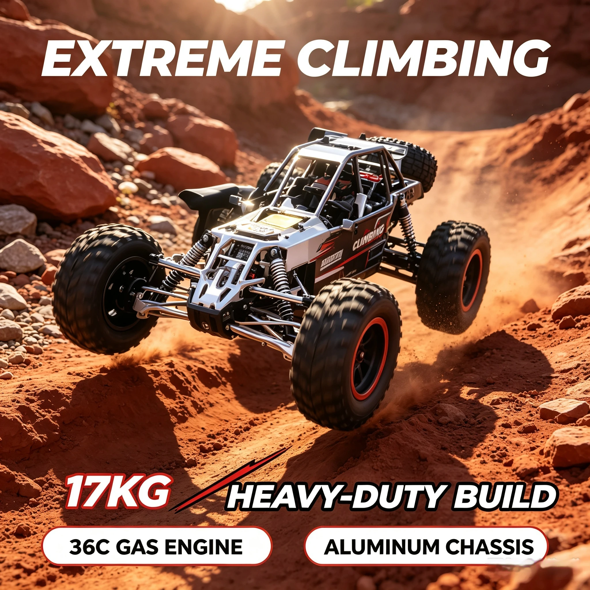 1/5 Scale BAJA‑D Gas RC Buggy 36CC 2.4G 6CH RC Car With 40KG Servo Aluminum Alloy Chassis High Speed Off‑Road Hobby Vehicle
