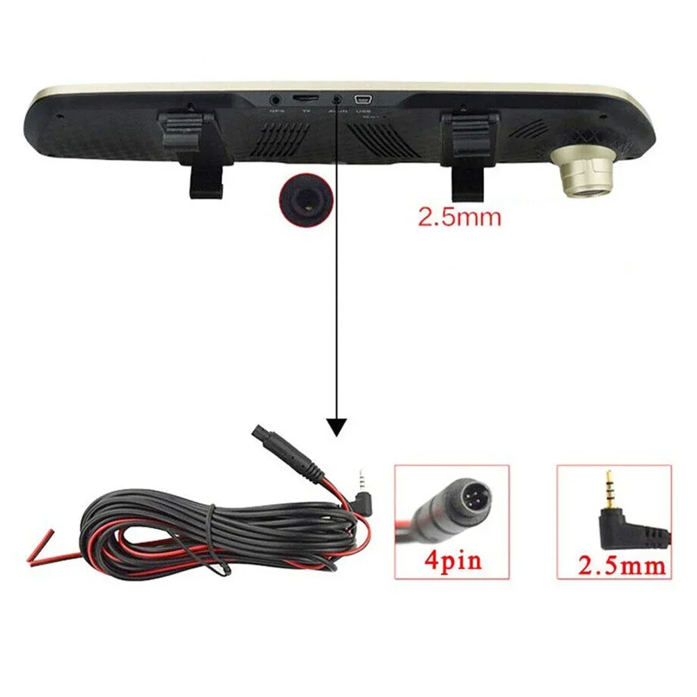 1pc Car DVR Dash-Camera Cable 2.5mm 6m 4Pin Extension Wire For Rear View Camera Fits 12V/24V Trucks/ Campers/ Trailers/ Buses