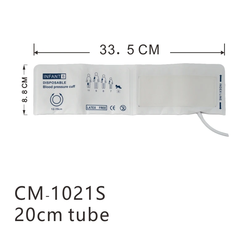 Arm Circumference 12-19cm Disposable Blood Pressure Cuff, Single Tube NIBP Cuff Without Bladder(CM-1021S-05)