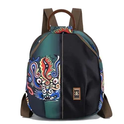 Aesthetic National Style Printing Nylon Backpacks For Women Anti-theft Travel Backpack Female Large Capacity Bag Girls Rucksacks