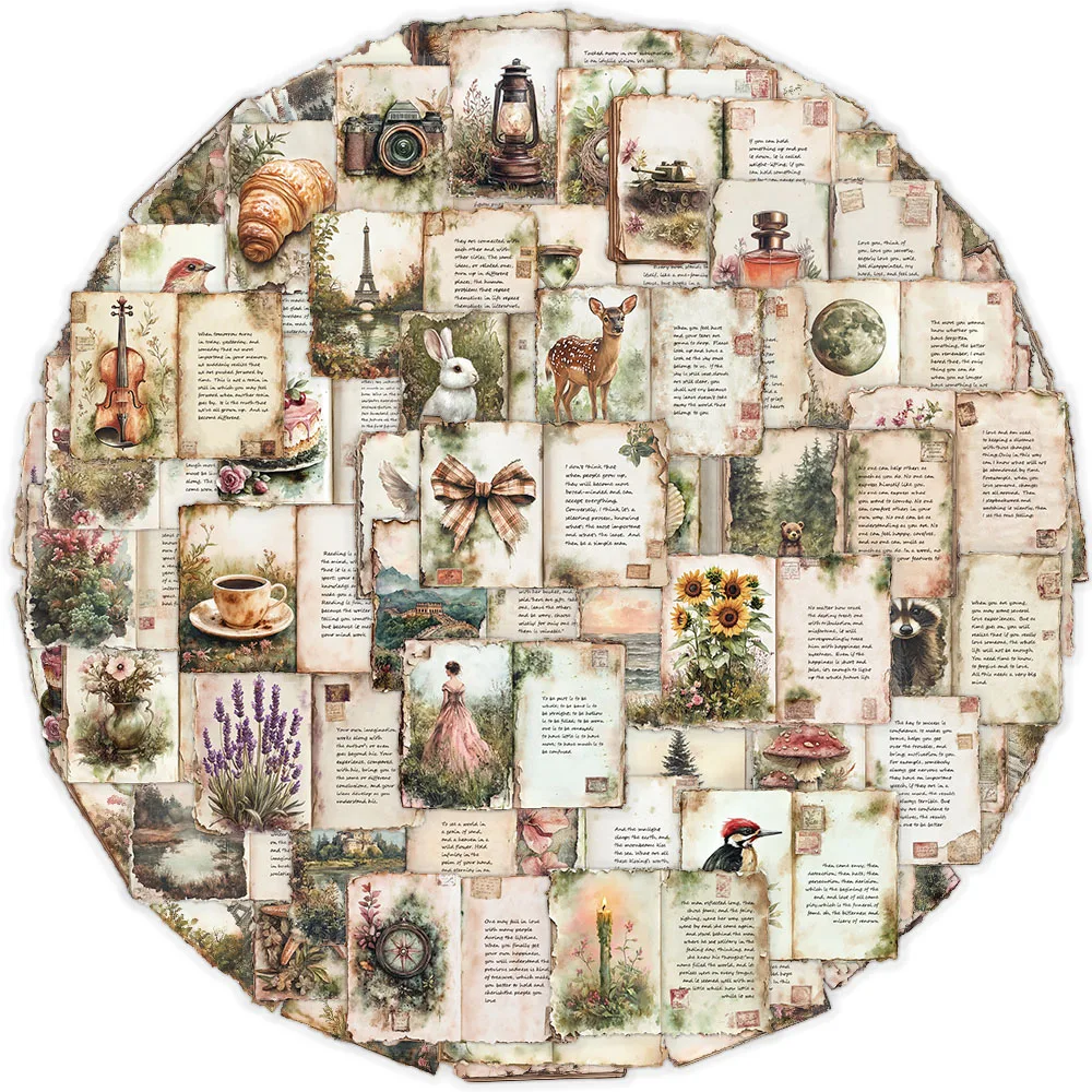 50 pçs retro aquarela diário pet graffiti adesivos diy portátil, bagagem, caso de telefone, tablet adesivos à prova dwaterproof água decoração