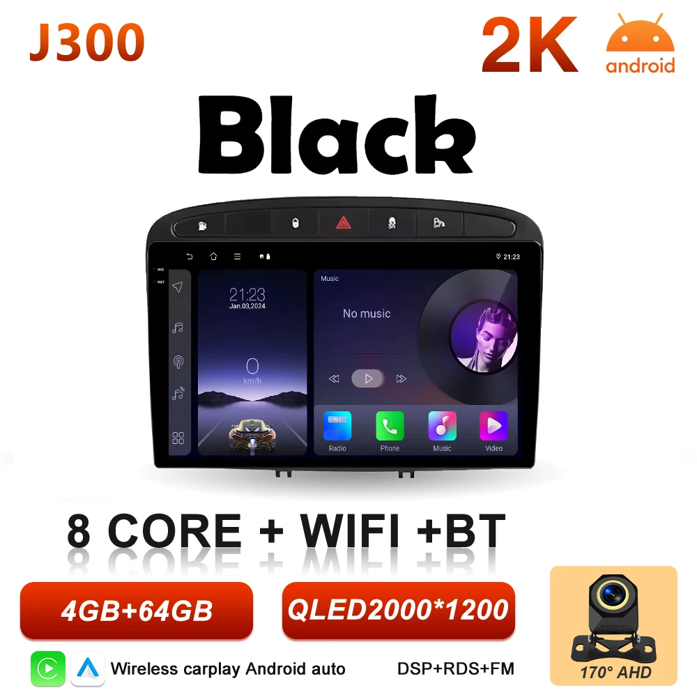 Android 16 autoradio voor Peugeot 308 308SW 408 2007 2008 2009 2010 2011 - 2020 Carplay Video Head Unit Autoradio RSD 2k scherm
