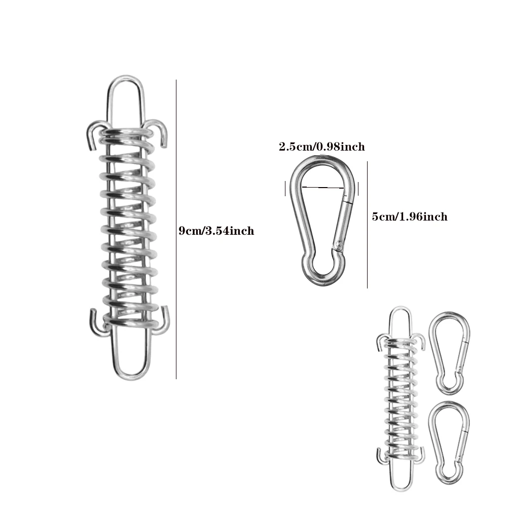 Camping Tent Wind Rope Spring Buckle Tent Tensioner Camping Deck Pegs with Carabiner Clips Awning Tightener Fixed Hook