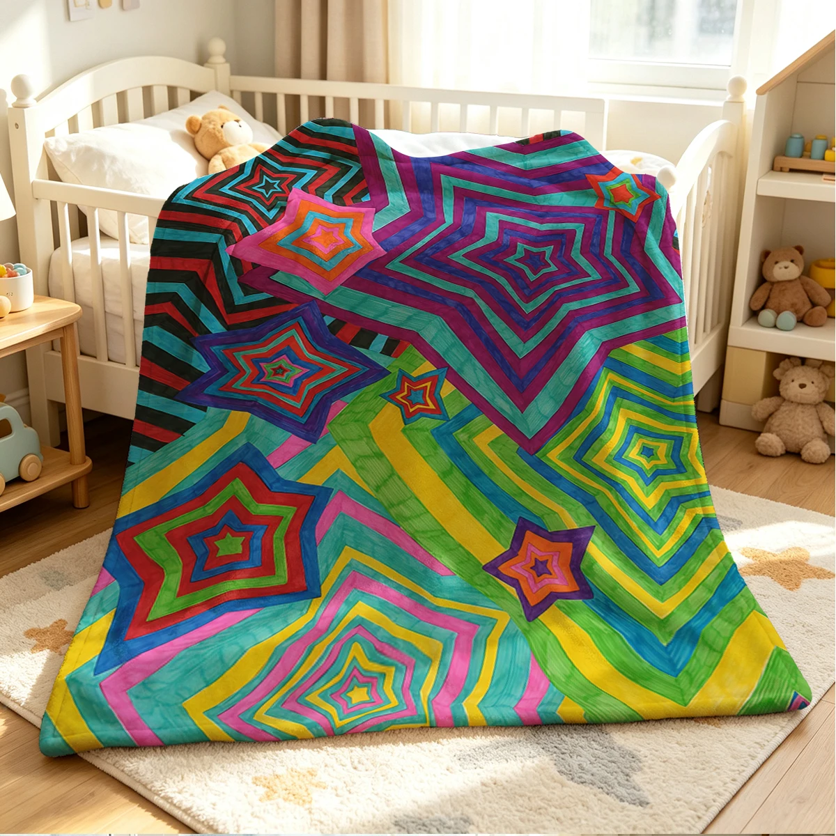 Star Burst Flannel Blanket Warm Soft Halloween Christmas Couch Warm Cozy Decorative Decor Gift for All Season