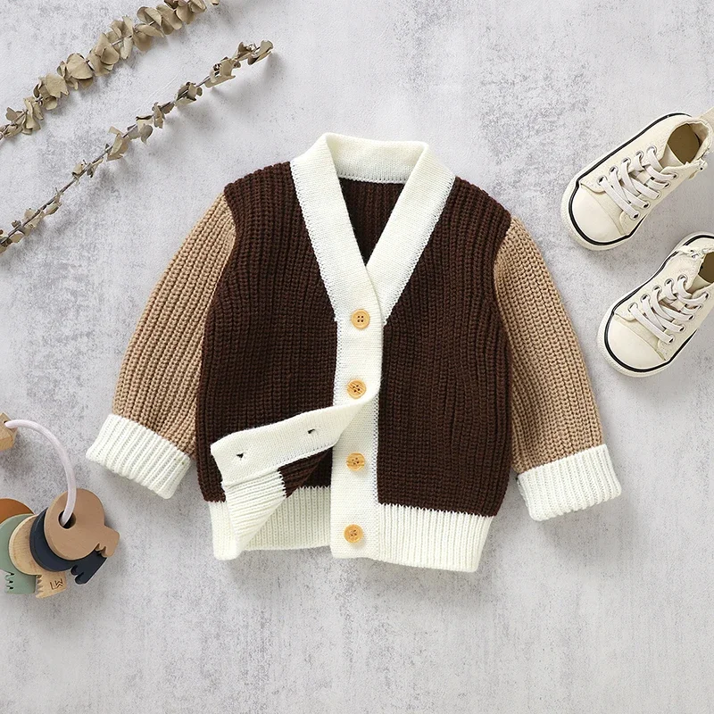 Baby Sweaters Knitted Newborn Boy Chlidren Cardigan Long Sleeve Autumn Fashion Patchwork Infant Girl Clothing Warm Tops Outwear