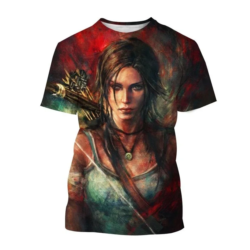 

Tomb Raider 3D Game Printed T-shirt Men's Fashion Streetwear Oversized Short Sleeve T-shirt Children's T-shirt Tall Tube Men