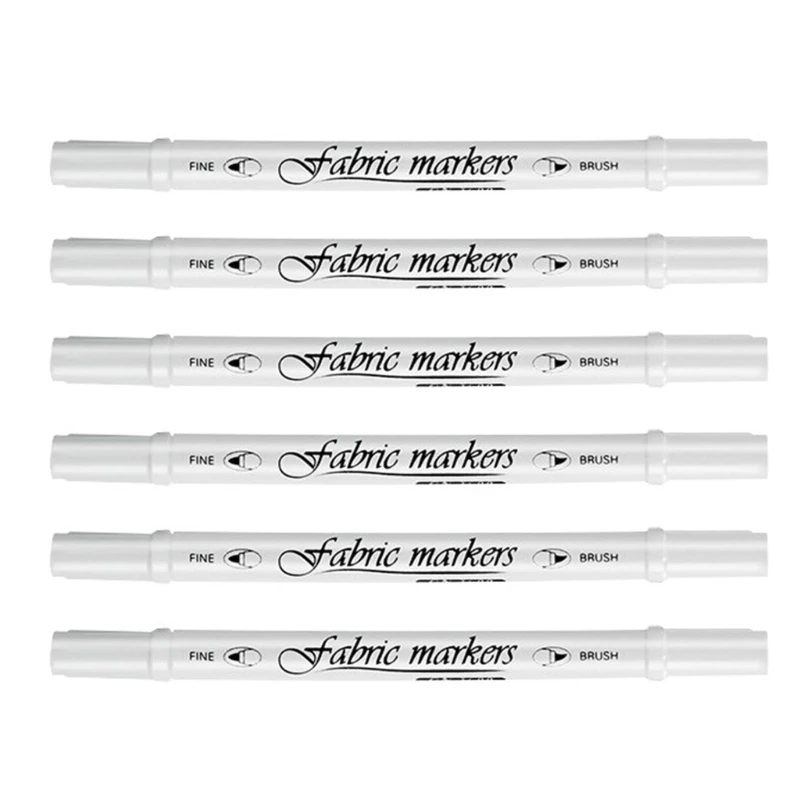 6Pcs Fabric Marker Fade Resistant Double Tip Fabric Marker for Clothing Painting