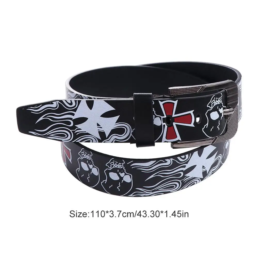 Ceinture en cuir PU rétro personnalisée pour hommes et femmes, Modules de crâne, Motif de squelette, Style punk, Ceinture pour jeans, Accessoires de ceinture décontractés