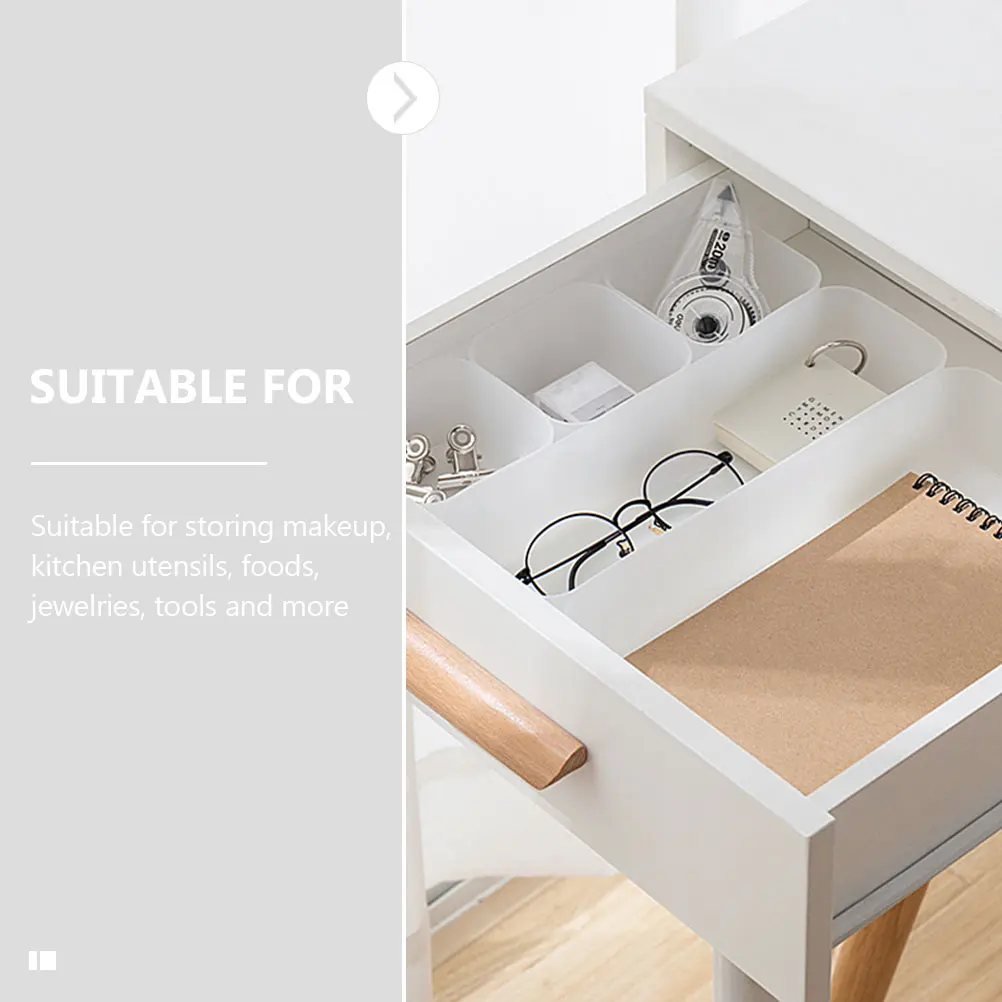 

5pcs Multi-Purpose Drawer Storage Boxes Sturdy Desktop Organizer Set Drawer Divider For Makeup Tools Foods Home Office