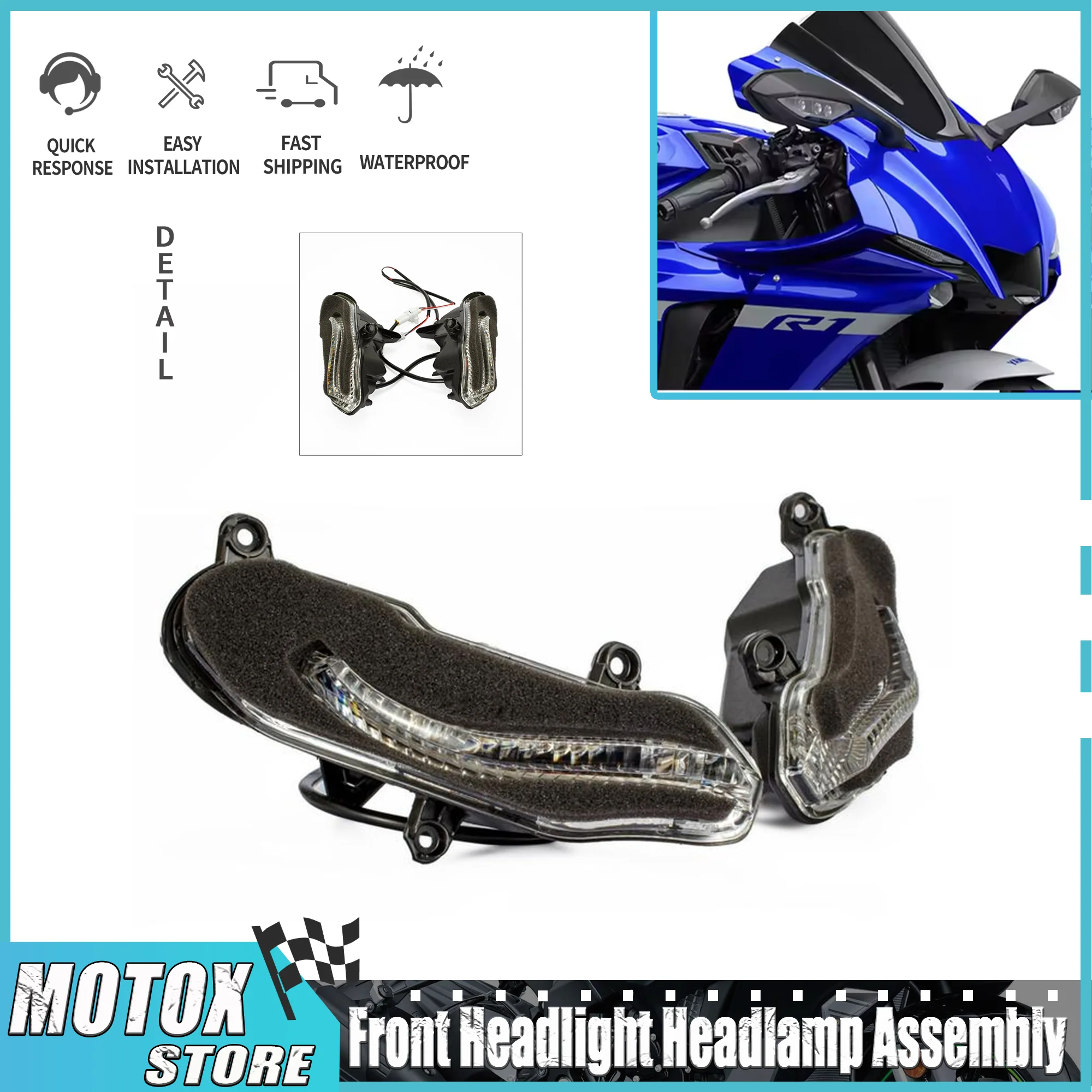 

Fit For YAMAHA YZF R6 2017 - 2023 Motorcycle LED Front Headlight Fog Decorative Side Position Light Eyebrow Lamp YZF-R6