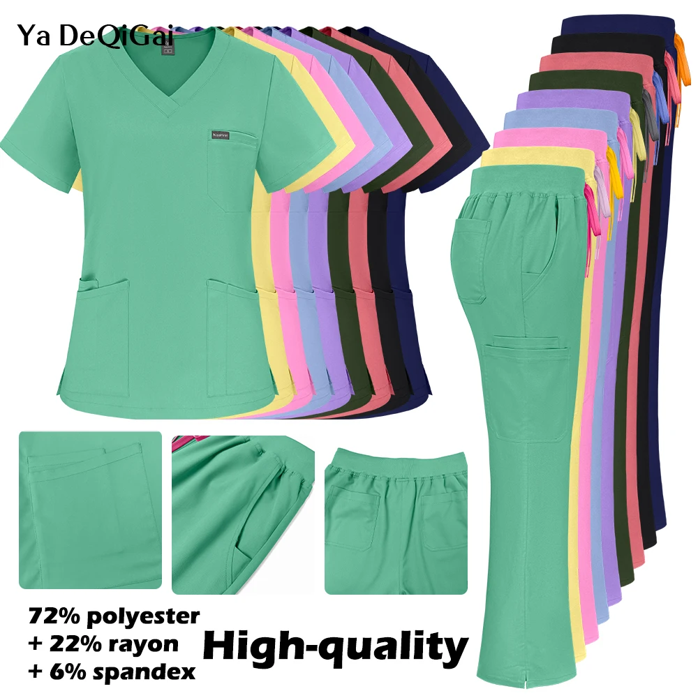 Medical Clothes Women Surgical Uniforms Woman Clinical Nursing Set Lab Top+Pant Hospital Articles Beauty Salon Pet Shop Workwear