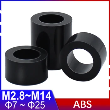 M2.8 M3~M14 Black Insulation ABS Isolation Column PC Board Elevate Gasket Ring Round Hole Nylon Plastic Cushion Through Column