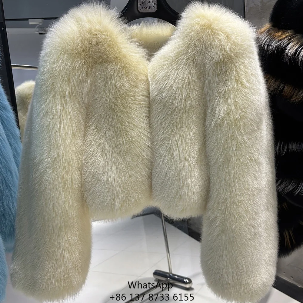 

Зимняя теплая короткая шуба из натурального меха лисы класса люкс 2025 года, женская верхняя одежда
