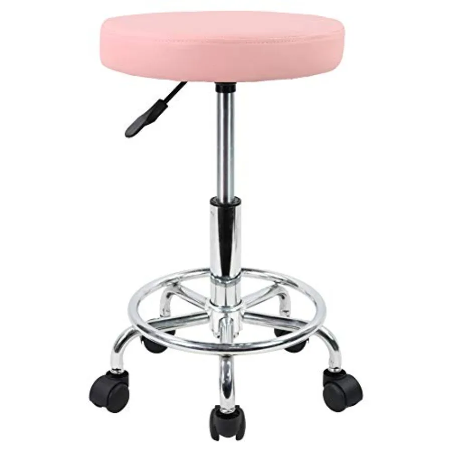 

PU Leather Round Rolling Stool with Feet Rest Swivel Height Adjustment Spa Drafting Salon Tattoo Work Office Massage Stools Tas