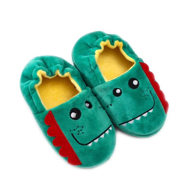 Mode Kleinkind Junge Hausschuhe Indoor Winter Cartoon Dinosaurier Plüsch warmes Kind Haus Schuhe weiche Gummis ohle Home Schuhe Baby artikel