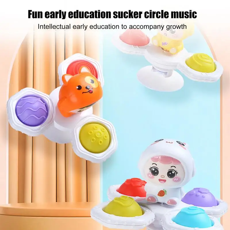 Kid Spinner Toys With Suction 3PCS/set Cartoon Suction Cup Spinner Toy For Kid Sensory Suction Cup Spinner Toys For Babies 6-12