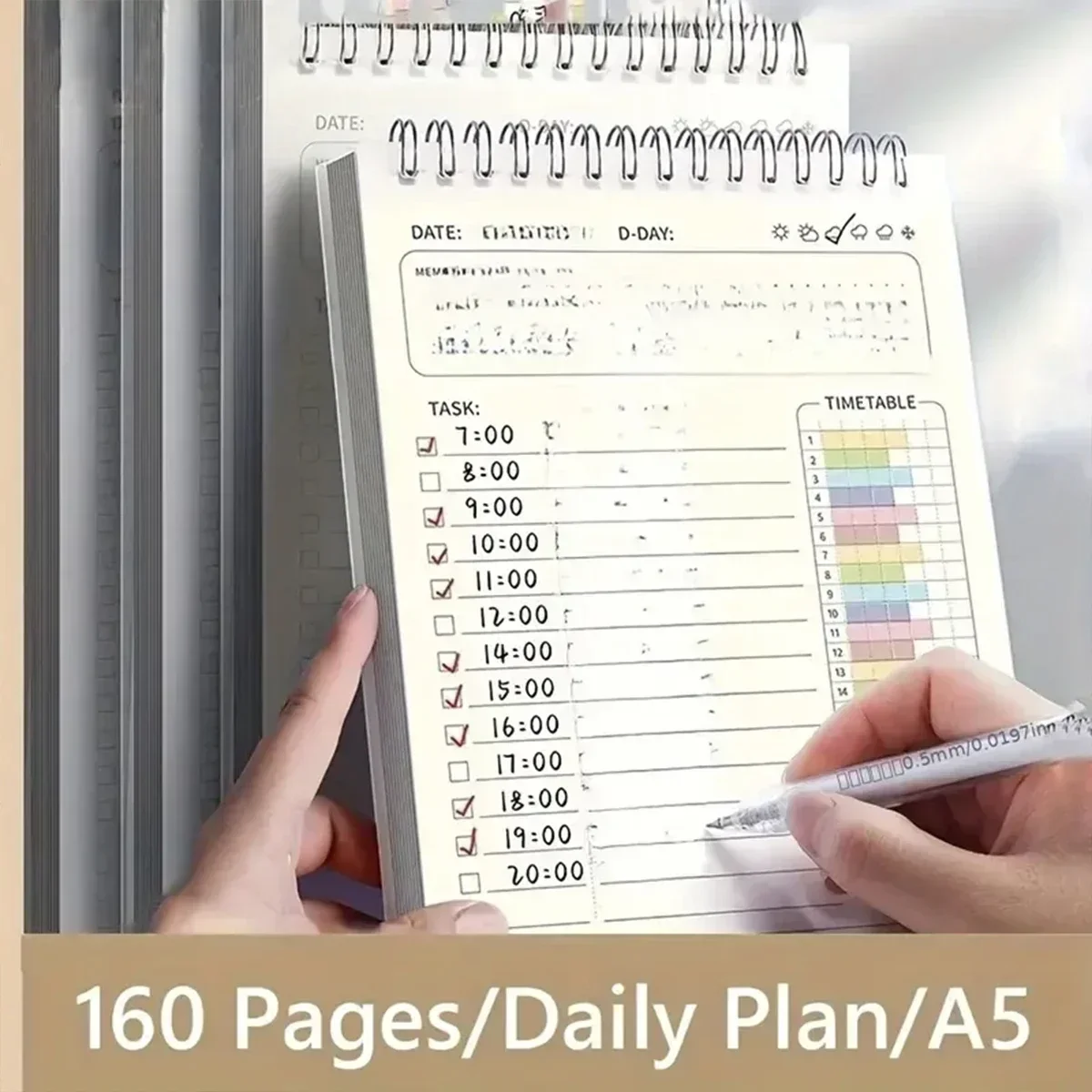 A5 Planner Agenda Spiral Notebook Schedules Daily Plan To Do List Notepad 160 Pages Thick Office School Supplies Stationery