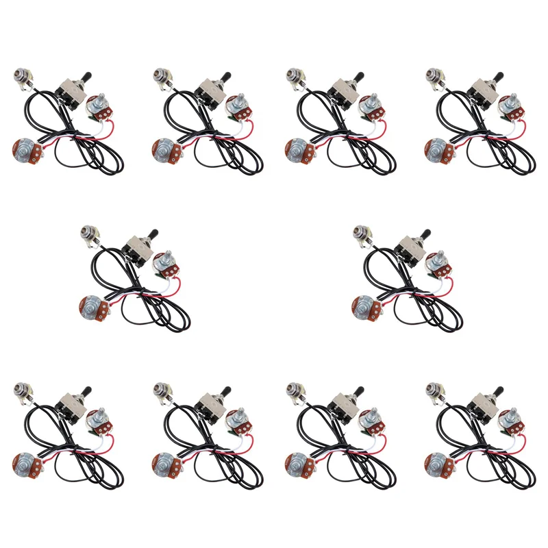 

Dropship-20X Guitar Wiring Harness Prewired Two Pickup 500K Pots 3-Way Toggle Switch Silver