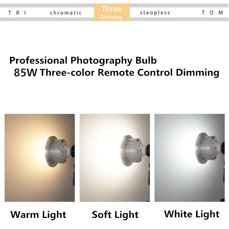 85W LED ถ่ายภาพหลอดไฟ E27 ฐานโคมไฟพร้อมรีโมทคอนโทรลหรี่แสงได้หลอดไฟ Daylight สําหรับ Photo Studio Softbox