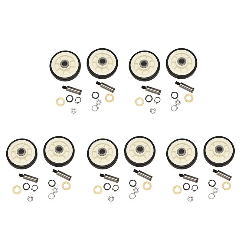 B53C 10PCS Dryer Drum Support Roller And Shaft For 303373, 12051541, ER303373K, 303373K