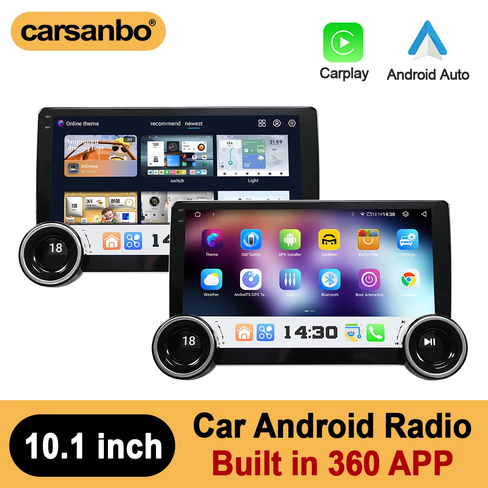 Carsnbo Car 10.1inch 4+64G Android Radio Touch Screen Build In 360 App Support1080p Rearview Camera And Panoramic View Kit