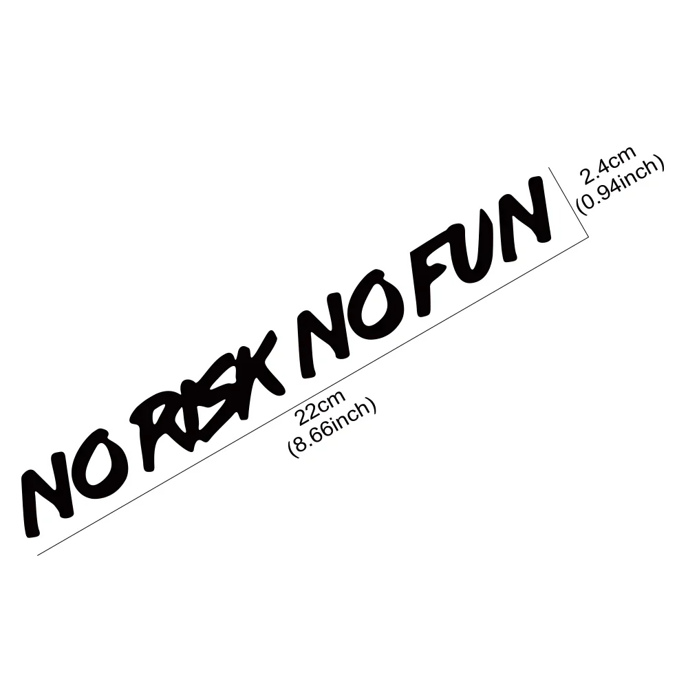 22x2.4cm NO RISK NO FUN Car Sticker Styling Car Body Window Windshield Bumper Motorcycle Decor Vinyl Film Decal Auto Accessories