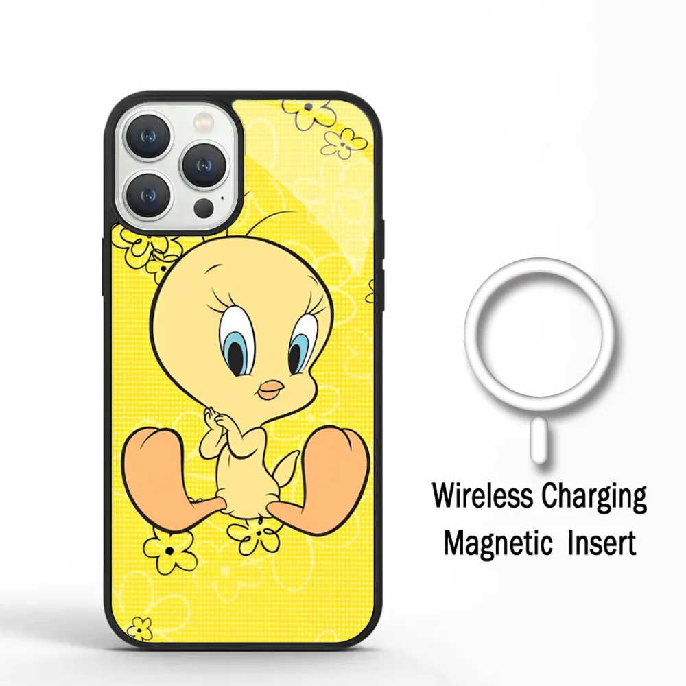 Cartoon Tweety Bird Piolin Phone Case For IPhone 11 12 13 14 15 Plus Pro Max Mirror Acrylic Cover For Magsafe