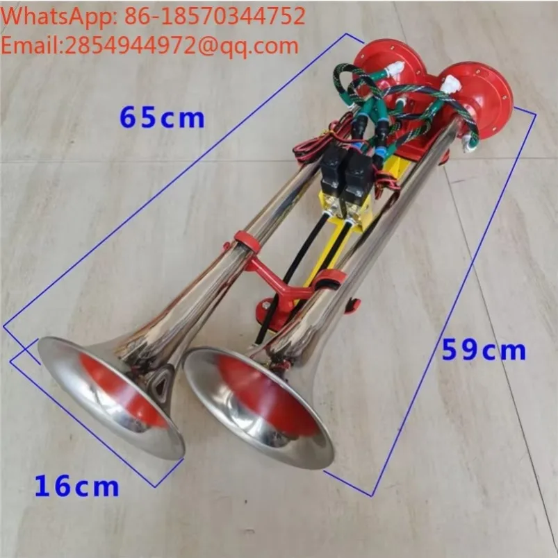 2027   24V Six Intake Double Tube Stainless Steel Air Horn Truck Vehicle Modification High Pitched Warning Horn Accessories