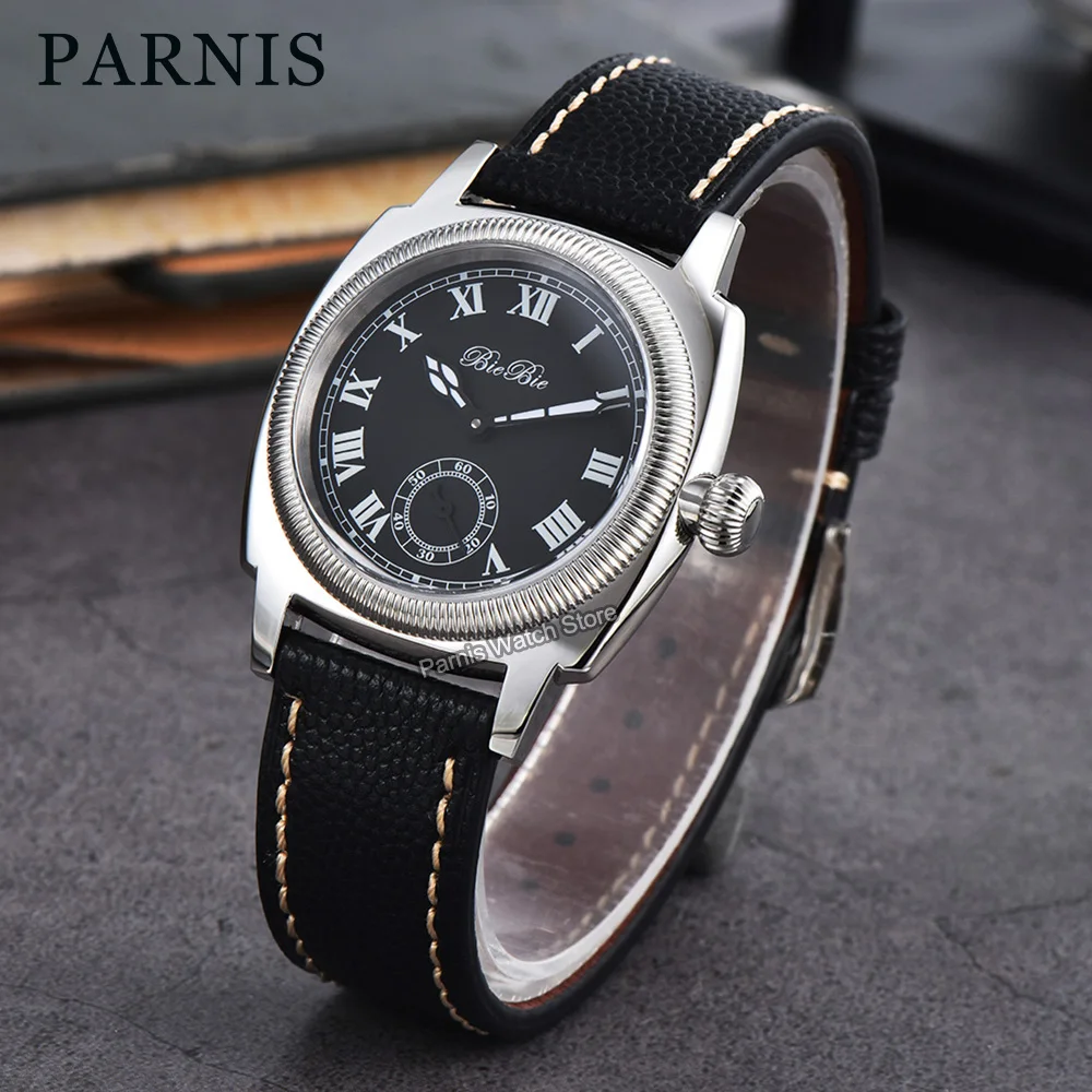 38mm Silver Color Solid Stainless Steel Case 5ATM Water Resistance Mechanical Men Watch