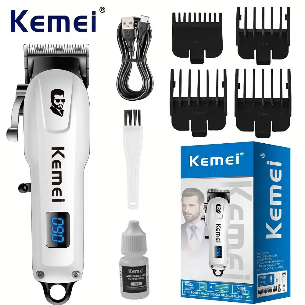 KM-232 Electric Hair Clipper with LED Display Men's Hair Cutting Machine Hair Clipper Professional Hair Clipper