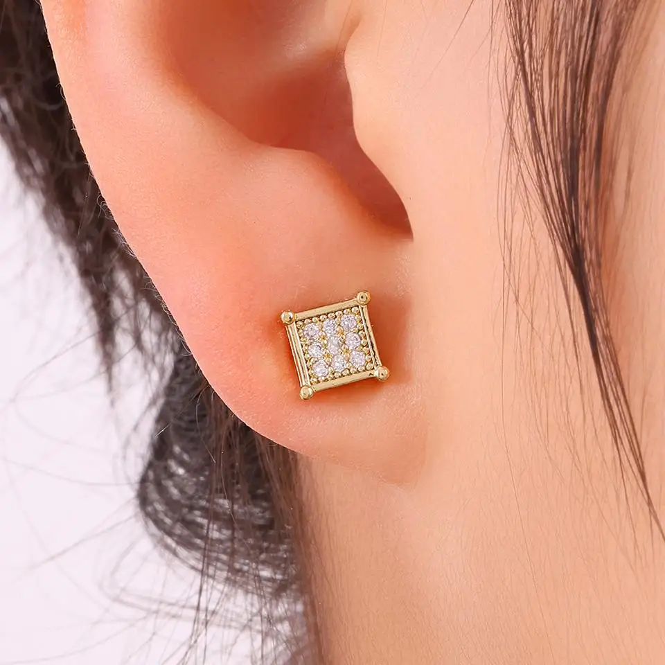 ZAKOL Glänzender CZ-Magnet-Ohrclip, quadratisch, rund, ohne Piercing, Ohrstecker, Punk-Party-Schmuck, Geschenk, Unisex, für Männer und Frauen – Detail 13