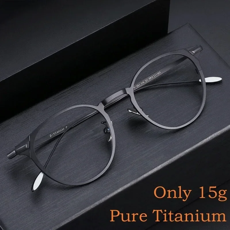 

Pure Titanium Optical Spectacle Frame Retro Round Luxury Prescription Myopia Hyperopia Glasses Frames For Men and Women UF0