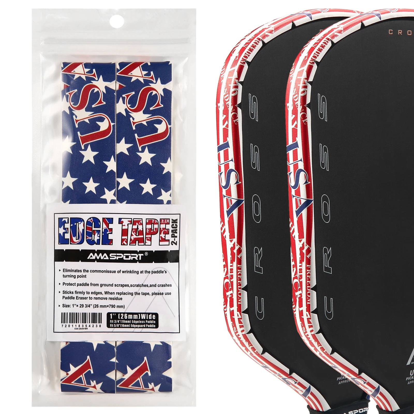 AMASPORT Pickleball Paddle Protection Tape Paddle Head Edge Guard Fits Most Sizes of Pickleball Rackets No Wrinkling