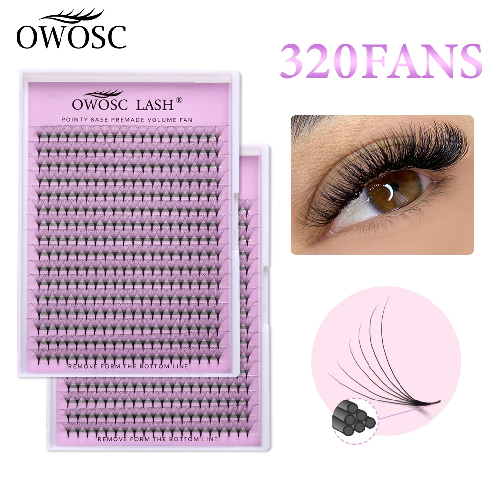 OWOSC Pointy Base Premade Volume Fans 3D/6D/8D/10D Individual Lashes Pre Made Russian Volume Fan Eyelash Extension custom logo
